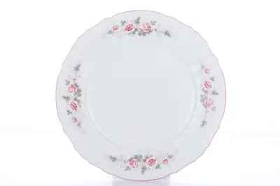 Zdjęcie produktu dla Thun 1794 Płytka miska, 30 cm, Bernadotte, rozety z różowym paskiem, Thun