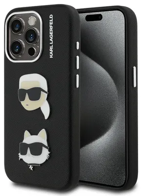 Obrázok produktu pre Karl Lagerfeld grainovanéPolyuretánpuzdro K&CH Heads pre iPhone 15 Pro čierne (KLHCP15LPSFDHPK)