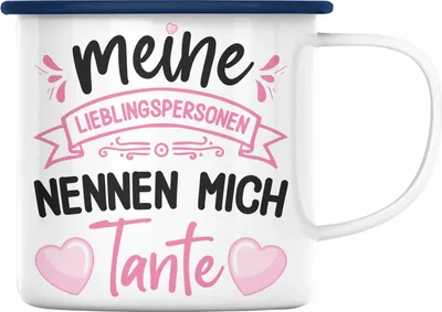 Produktbild von Trendation - Tante Geschenk Emaille Tasse Spruch Lustig Geschenkidee für Tante Geburtstag Weihnachten (Blau)