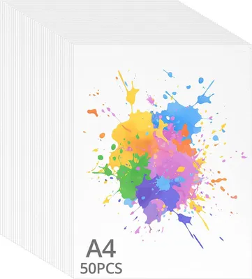 Zdjęcie produktu dla 50 arkuszy papieru akwarelowego A4, blok papieru akwarelowego o gramaturze 300 g/m², idealny do rysowania, szkicowania i malowania