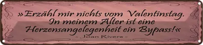 Produktbild von vianmo Blechschild 10x46 cm Erzähl nichts vom Valrntinstag Spruch Zitat