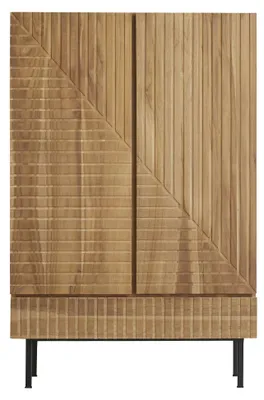 Produktbild von Kleiderschrank aus Teakholz, 185x95x50 cm, mit 3 abnehmbaren Regalböden