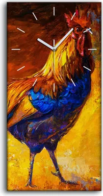 Produktbild von Wanduhr Bürouhr Leinwand Bild 30x60 Gemälde Abstrakte Tier Vogel Huhn Kunst - weiße Hände
