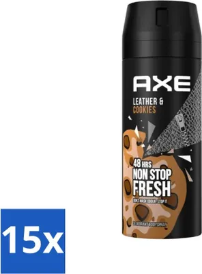 Productafbeelding van Ax Deodorant Body Spray Leer & Koekjes, 150 ml - Voordeelverpakking - 15 stuks