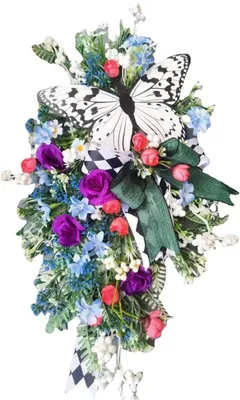 Produktbild von Frühlingskranz 50 x 30 x 8 cm – künstlicher Schmetterling, Oster-/Hochzeits-/Wanddekoration