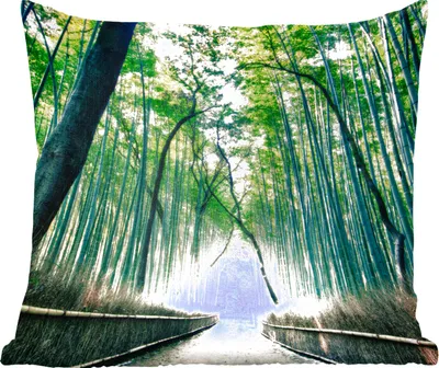 Produktbild von MuchoWow® Zierkissen Sofakissen Wohnzimmer Dekokissen 45x45 cm Bambuswald in Arashiyama, Japan - Schlafpolster - Polster für das Sofa