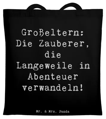 Produktbild von Mr. & Mrs. Panda Schultasche Spruch Großeltern Zauberer - Schwarz - Geschenk, Familienleben, Tote Bag, Einkaufstasche, Geburtstage, Verwandte, Laptoptasche, Enkelkinder