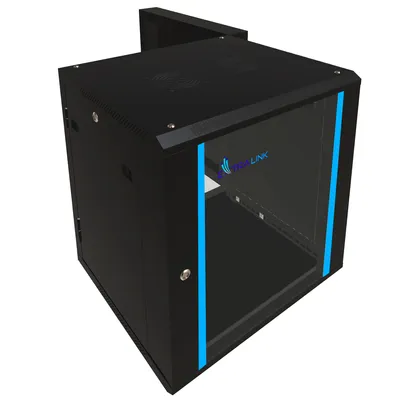 Immagine prodotto di Armadio rack Extralink, 12U, 600x600 mm, colore nero, da montare a parete, composto da due parti. Mensole a parete, 12U, capacità 60 kg, con serratura e guide per rack, colore nero