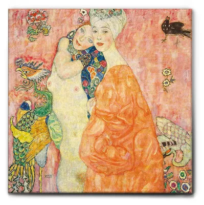 Image de Giallobus - Les amis 2 - Gustav Klimt - 100L x 100l cm - Tableau - Cadre en toile de qualité supérieure