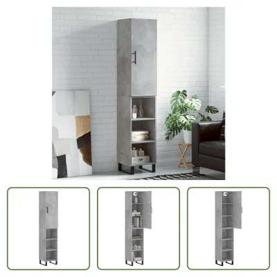 Produktbild von The Living Store Highboard Betongrau 34,5x34x180 cm Holzwerkstoff