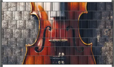 Produktbild von Wallario Zaunsichtschutz mit Motiv Nahaufnahme einer alten Violine für Ein- und Doppelstabmatten Zäune in der Größe 250 x 140 cm