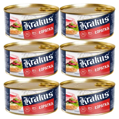 Produktbild von Krakus Schweineschulter Fleischkonserve 6x 300g - 81% Schweinefleisch Dose
