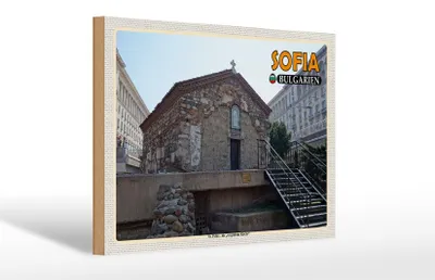 Produktbild von Holzschild Reise 30x20cm Sofia Bulgarien Sv Petka vergrabene Kirche
