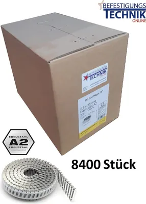 Produktbild von 2,5x35mm Ring rostfrei Coil Haftennägel für Haftennagler Prebena 3GP-CNH50 Tjep PC-50 CN50G 8,4M