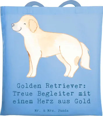 Produktbild von Mr. & Mrs. Panda Schultasche Golden Retriever Freund - Sky Blue - Geschenk, Shopping Tasche, aktiver Hund, Hunderasse, Hunderassen Vielfalt, Einkaufstasche, Eigenschaften