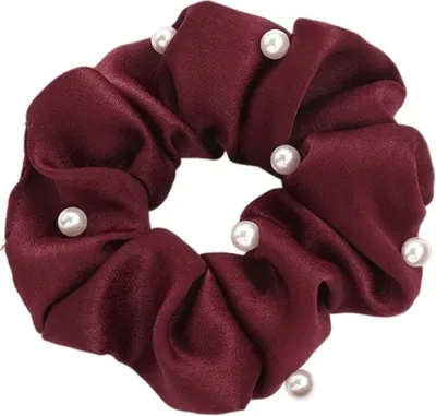 Produktbild von Elastisches Frottee-Haarband mit Perlen, Burgund, Durchmesser bis zu 10 cm
