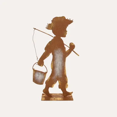 Immagine prodotto di KEYHOMESTORE | Pescatore in Ferro Corten Marrone Ruggine (51x30x9 cm)