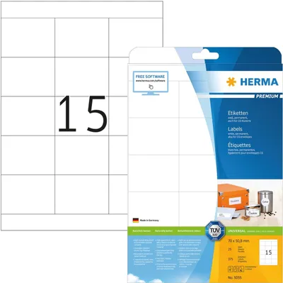 Produktbild von Etiketten weiß 70x50,8mm Premium A4 VE=32x375 Stück