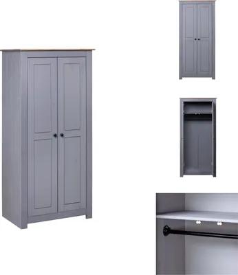 Produktbild von vidaXL Kleiderschrank Grau 80x50x171,5 cm Kiefernholz Panama -  Kleiderschränke