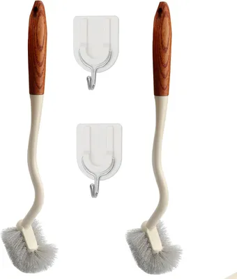 Produktbild von Famanu Toilettenbürste 2er Set mit langem Holzgriff - gebogen Design