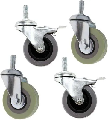 Productafbeelding van Kunststof wielset bestaande uit 4 wielen - 75 mm Polyurethanwielen - Zwenk- en draaiwielen met rem - Slijtvast - Draagvermogen 50 kg - Rollen