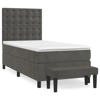 Zdjęcie produktu dla vidaXL Łóżko sprężynowe z materacem ciemnoszare 90x200 cm aksamitne