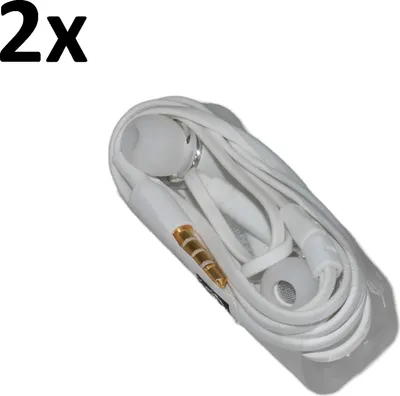 Produktbild von 2x Kopfhörer für Original Samsung Galaxy A10 weiß In-Ear earphone Headset Ohrhörer 3,5mm Stereo Sound 900 + Emiro Pad