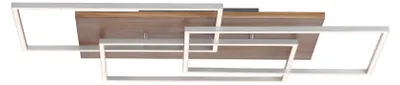 Image de Plafonnier à LED - Marron - Aluminium - Bois composite - 3 flammes - 82 x 50 cm - intensité lumineuse variable