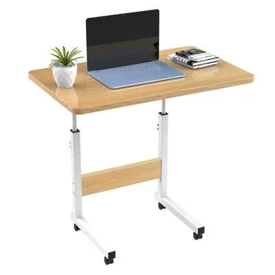 Image de Table d'ordinateur à roulettes Table d'ordinateur portable Table de travail 60x40cm Table de PC pour la maison