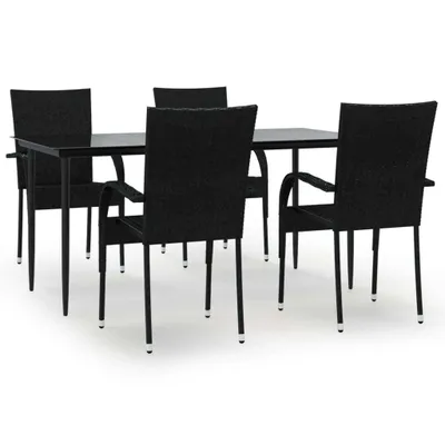 Immagine prodotto di vidaXL set da pranzo da giardino 5 pezzi in polirattan nero