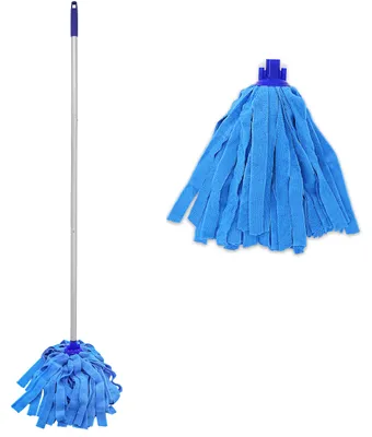 Wischmopp-Stiel mit 2 Mikrofasertüchern, 32-48 Zoll, blau