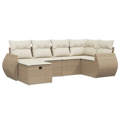 Immagine prodotto di vidaXL Set di divani da giardino 6 pezzi con cuscini Beige poly rattan