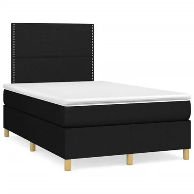 Image de Lit Boxspring avec matelas Noir 120x190 cm Tissu