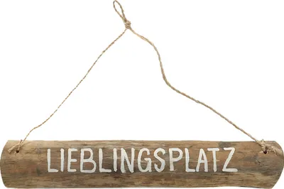 Produktbild von Holzschild LIEBLINGSPLATZ natur weiß Hängeschild aus Treibholz Strandhaus