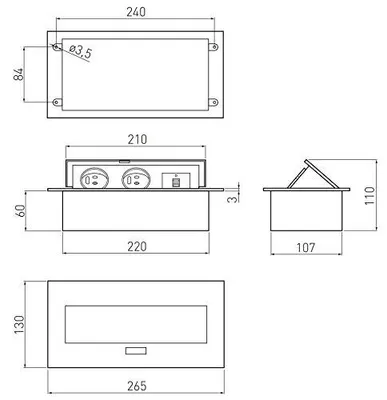 Image de Prise intégrée GTV AE-PBU2GU-53 2 voies+2xUSB argenté