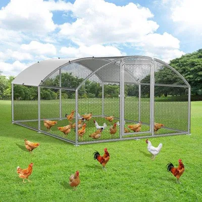 Immagine prodotto di Pollaio ribaltabile 3 x 4 m, casetta in metallo per polli, serratura di sicurezza, struttura in acciaio zincato, tetto impermeabile in PE, adatto a conigli e altri piccoli animali