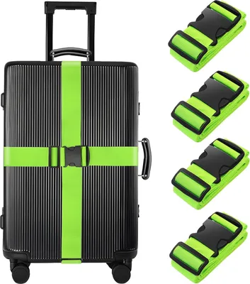 Produktbild von 4 Stück Koffergurte für Reisekoffer kofferband Gurt Set, Strapazierfähiger kofferbänder, Verstellbare Gepäckgurte, Premium-Zubehör für Reisetaschen Verschluss (Grün)