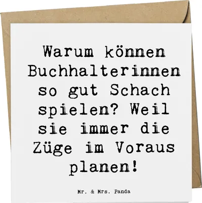 Produktbild von Mr. & Mrs. Panda Grußkarte Spruch Buchhalterin Schachmeisterin - Weiß - Geschenk, Glückwunschkarte, Geschenke mit Herz, Genauigkeit, faltkarte, Berufsleben, anlasskarte