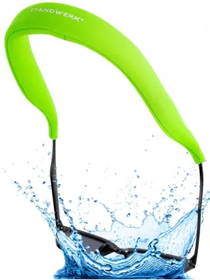 Produktbild von STANDWERK® Brillenband Schwimmfähig [bis 45 g] Brillenband Sport - Für sicheren Halt deiner Sonnenbrillen beim Wassersport, Segeln, Kajak & Schwimmen - Sportbrillenband aus Neopren (Neon Grün)