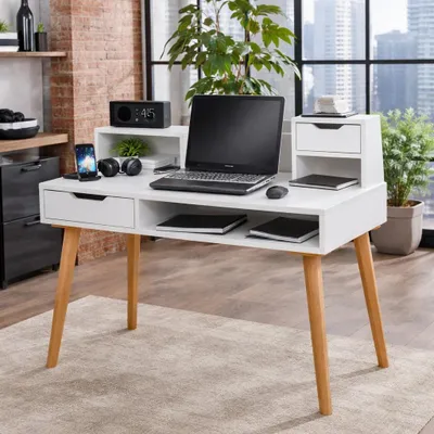Produktbild von Schreibtisch weiss Nachbildung Sekretär 105 x 55 x 99 Bürosekretär #2679