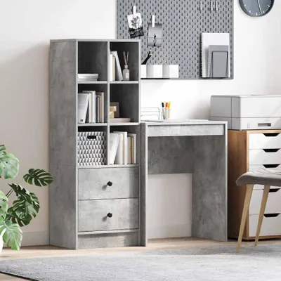 Image de Maison Exclusive - Bureau avec tiroir 2 pcs Gris béton