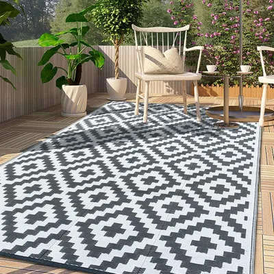 Produktbild von Outdoor Teppich 150x240cm Grau Wetterfest UV Beständig Wendbar Camping Picknick