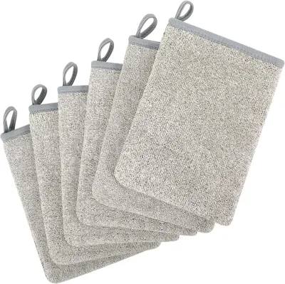 Obrázok produktu pre Žinkové rukavice 6 kusov, 15 x 21 cm, bavlna a mikrovlákno, pre starostlivosť o tvár