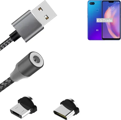 Produktbild von K-S-Trade Hochwertiges Magnet-Lade-kabel Sync-Kabel Daten-Kabel für Xiaomi Mi 8 mit USB-Typ-C-Anschluss und Micro-USB-Anschluss 2A bis zu 480mbps
