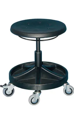 Image de Tabouret pivotant avec dossier en moussePolyuréthanenoire, hauteur d'assise 400-530 mm LOTZ