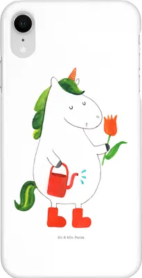 Produktbild von Mr. & Mrs. Panda Iphone XR Handyhülle Einhorn Gärtner - Weiß - Geschenk, Stiefel, Freundin, Luftballon, Premium Kunststoff, Blume, Einhörner, Unicorn, Handy Case