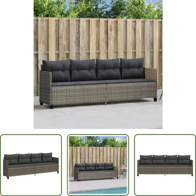 Image de The Living Store Bain de soleil avec coussins Gris Poly Rattan