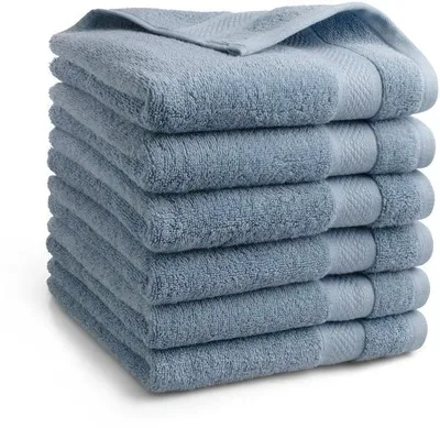 Produktbild von Unyqoos® Hotel-Handtücher 50 x 100 cm, 6er-Set – 100% Baumwolle 500 g/m², weich & saugfähig, hellblau