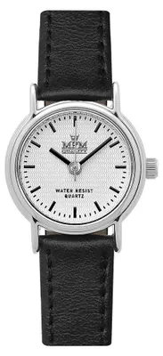 Produktbild von MPM-Quality Trouw Damenuhr Metall Silber Zifferblatt Weiß/Schwarz Lederarmband
