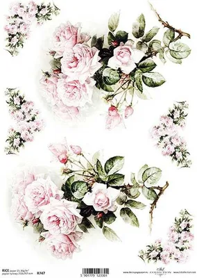 Produktbild von ITD Reispapier Decoupage Bastelpapier Serviettentechnik, R747 Blumen, Rosen
